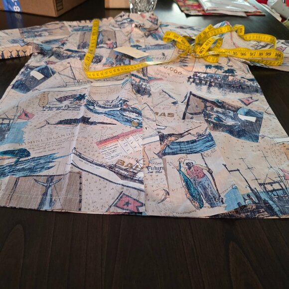 KAHALA HAWAIIAN MENS SIZE M SHORT SLEEVE SHIRT WITH FISHING SCENE - Picture 11 of 11